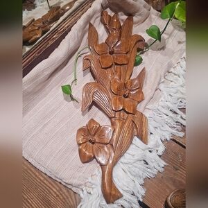 Vintage Handcrafted Wooden Floral Wall Decor